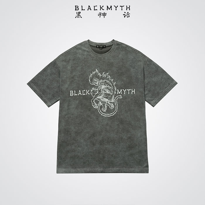 黒神話：悟空 ”he Hatchling” タイダイグラフィックTシャツ(ウォッシュグレー) 1枚