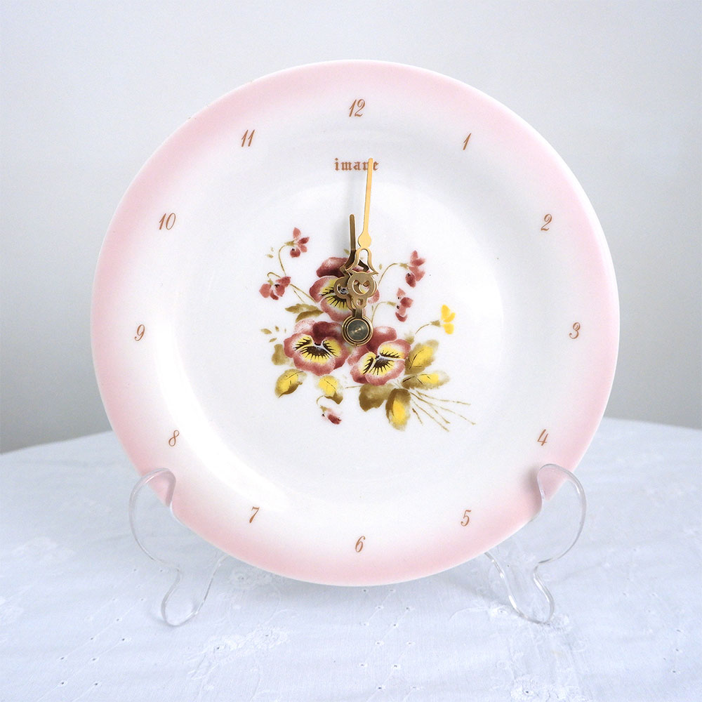 パンジーピンク　壁掛け時計L