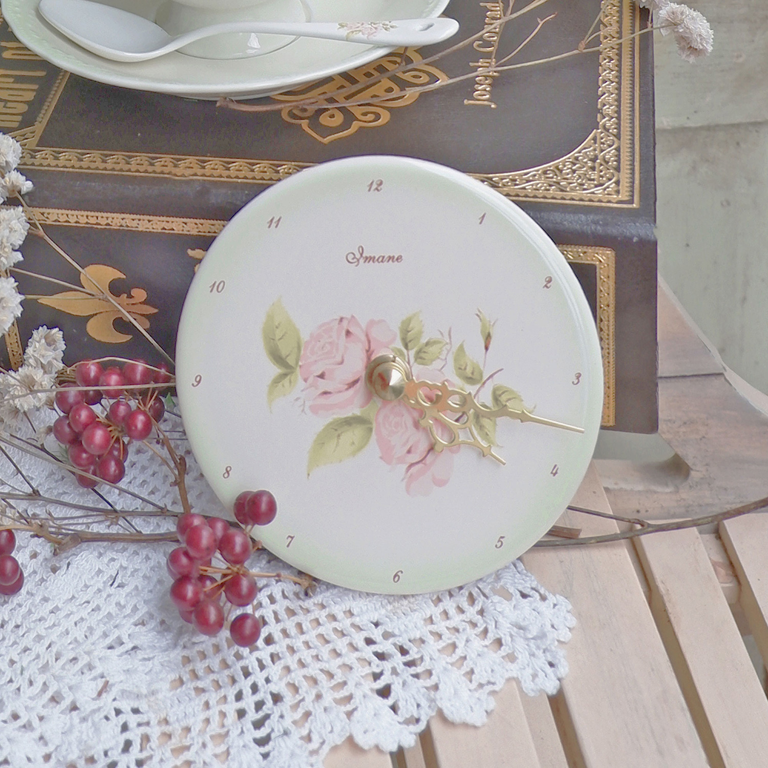 ダイアナローズミントグリーン　壁掛け時計S