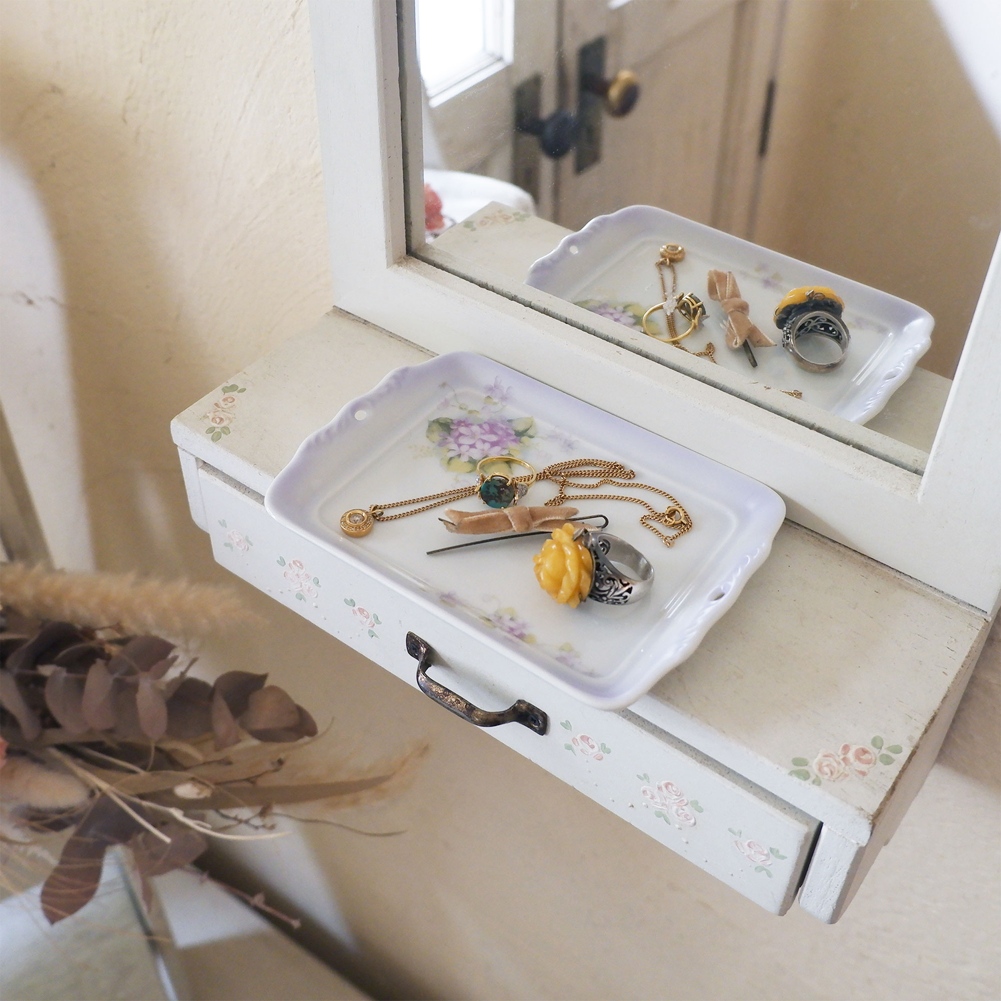 スミレ　アンティークトレーS