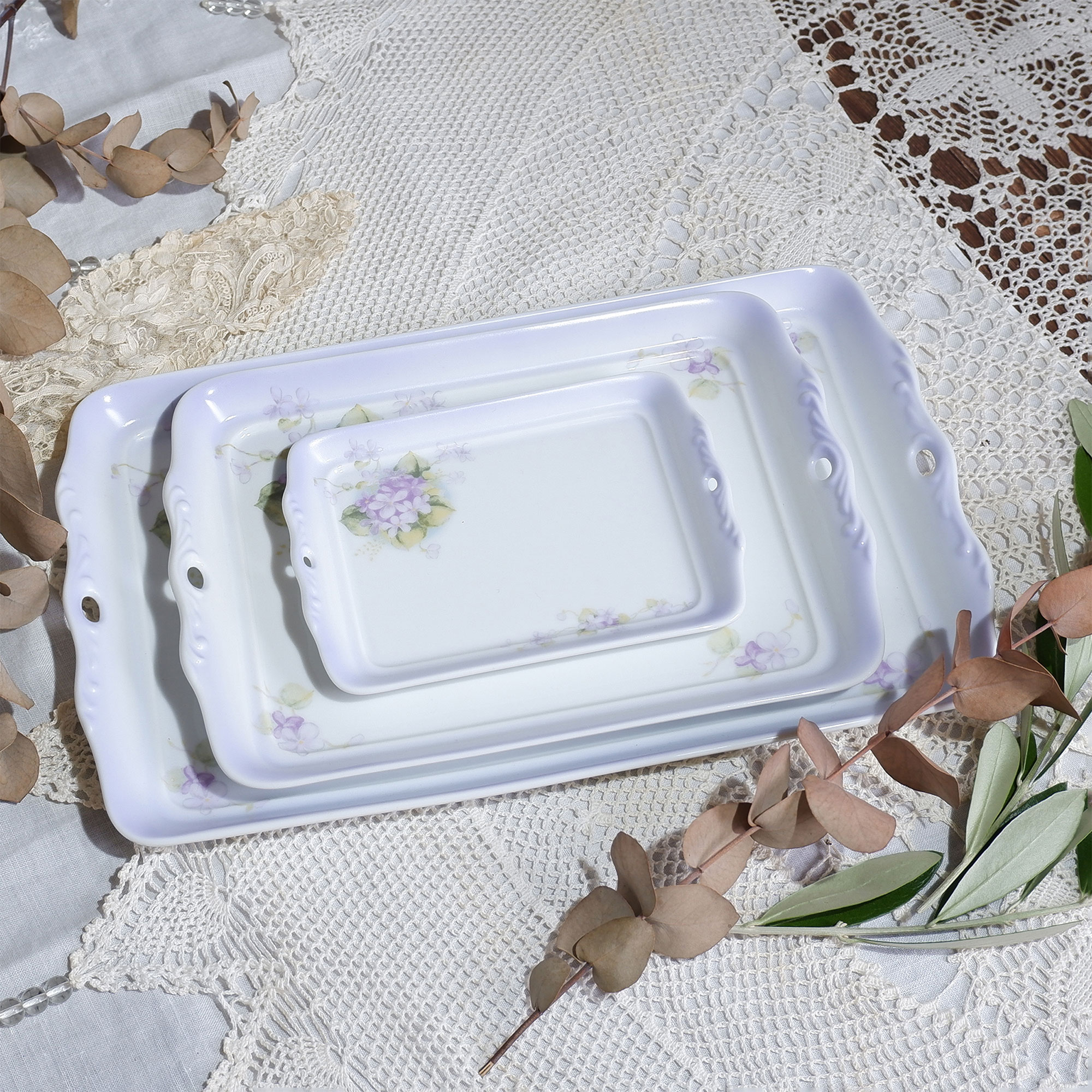 スミレ　アンティークトレーL