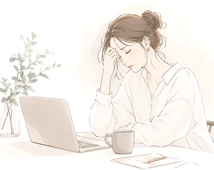 仕事や家事に追われて疲れている女性