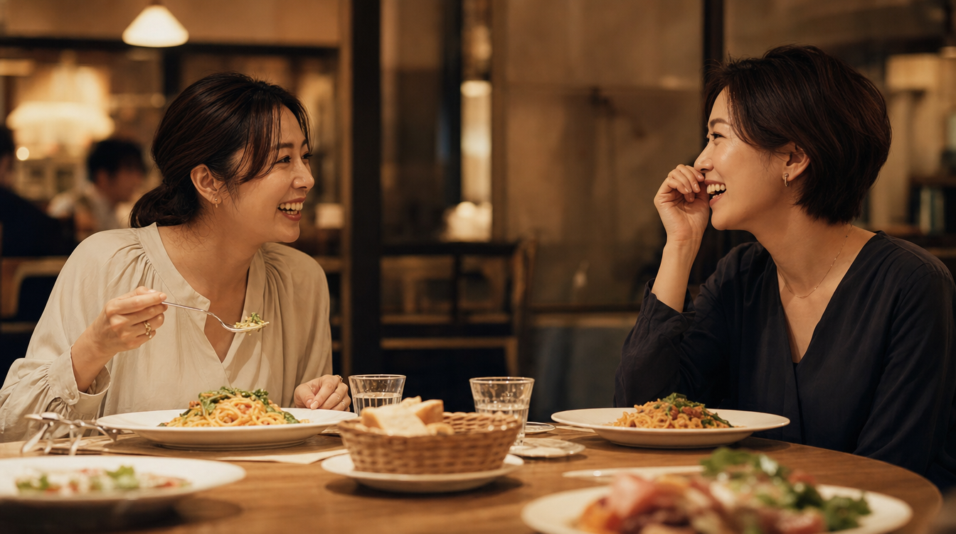 レストランで食事を楽しむ女性たち