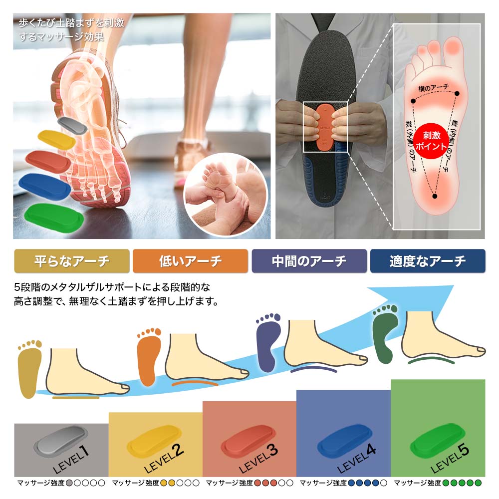 扁平足インソール リフリーラ(両足分)【返金保証付き】 サイズ: 25.5～26cm