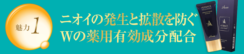 魅力1 W薬用有効成分でニオイの原因を根本から断つ