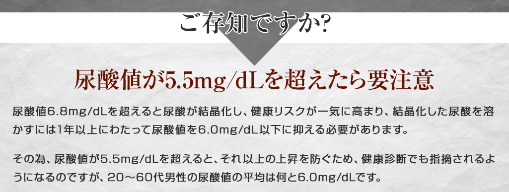 尿酸値が5.5mg/dLを超えたら要注意