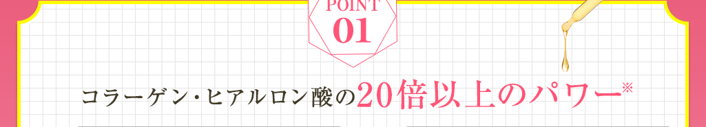Point01 コラーゲン・ヒアルロン酸の20倍以上のパワー