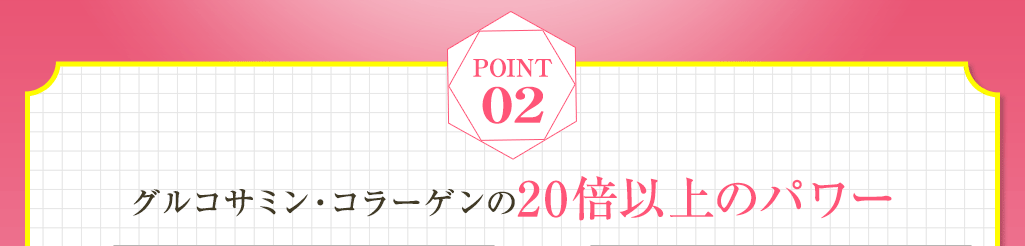 02 グルコサミン・コラーゲンの20倍以上のパワー