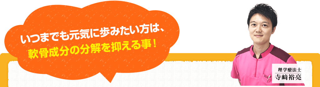 いつまでも快適に歩き続ける秘訣は、軟骨代謝バランスを改善する事