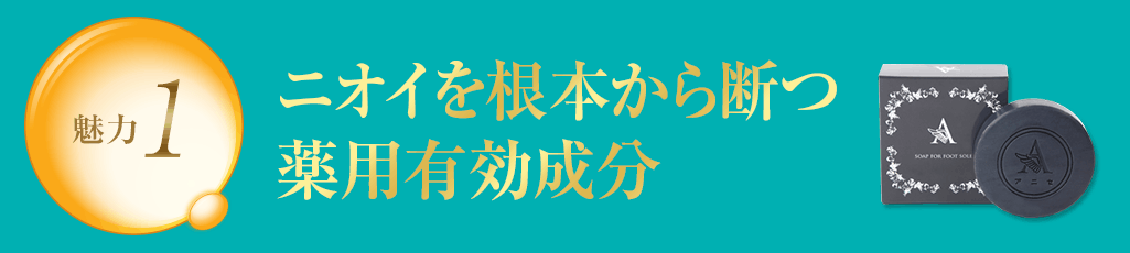 魅力1 ニオイを根本から断つ薬用有効成分