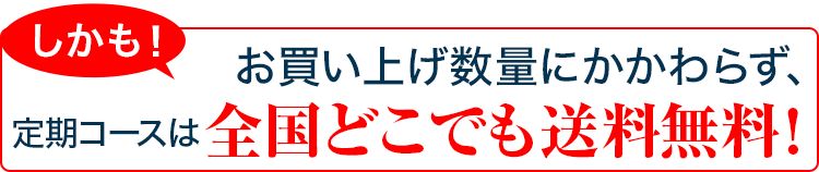 しかも！お買い上げ数量にかかわらず、定期コースは全国どこでも送料無料！