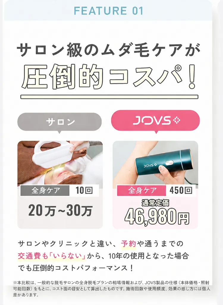 サロン級のムダ毛ケアが圧倒的コスパ