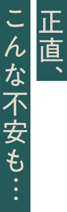 正直、 こんな不安も…