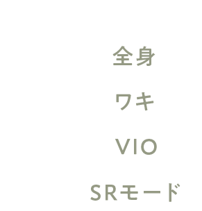 モード選択　全身/ワキ/VIO/SRモード