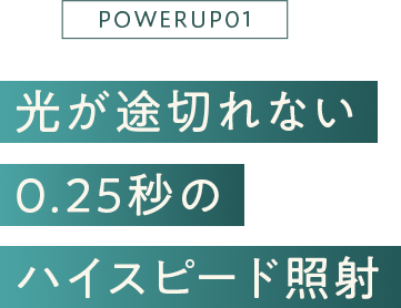 光が途切れない0.25秒の ハイスピード照射