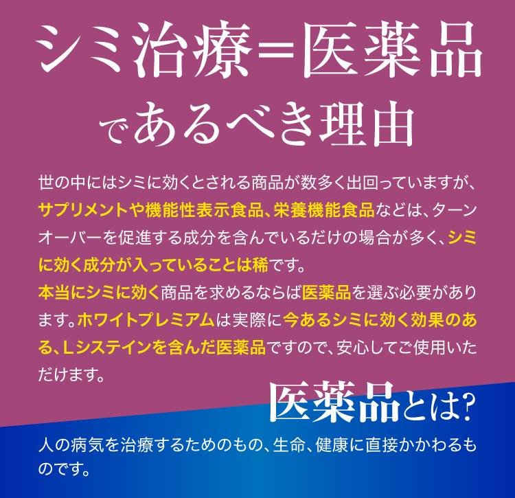 シミ治療＝医薬品であるべき理由