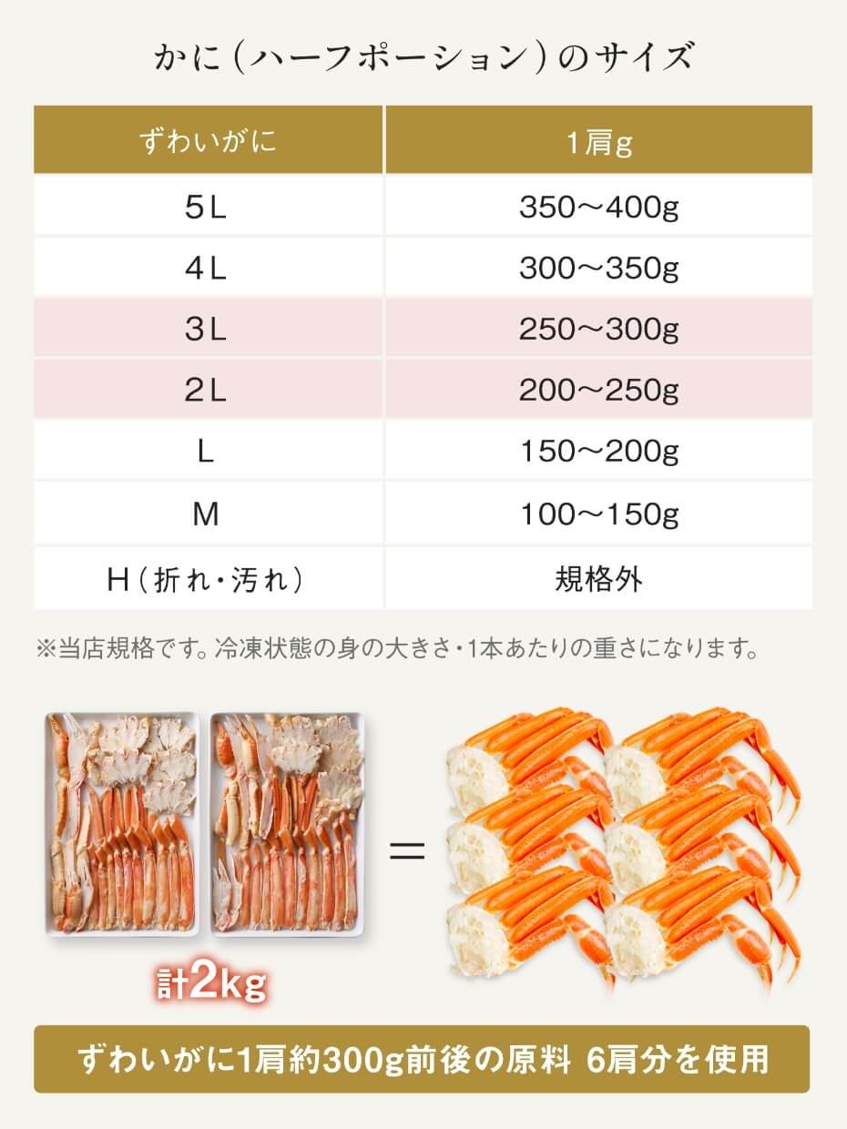 【2L〜3Lサイズ】大型ボイルずわいハーフポーション 1kg ※Kani-to特製かに酢付き