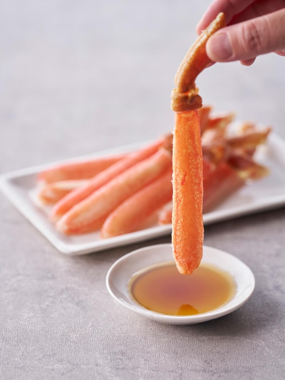 【5L〜6Lサイズ】大型生ずわい棒肉フルポーション 500g（お刺身可） ※Kani-to特製かに酢付き