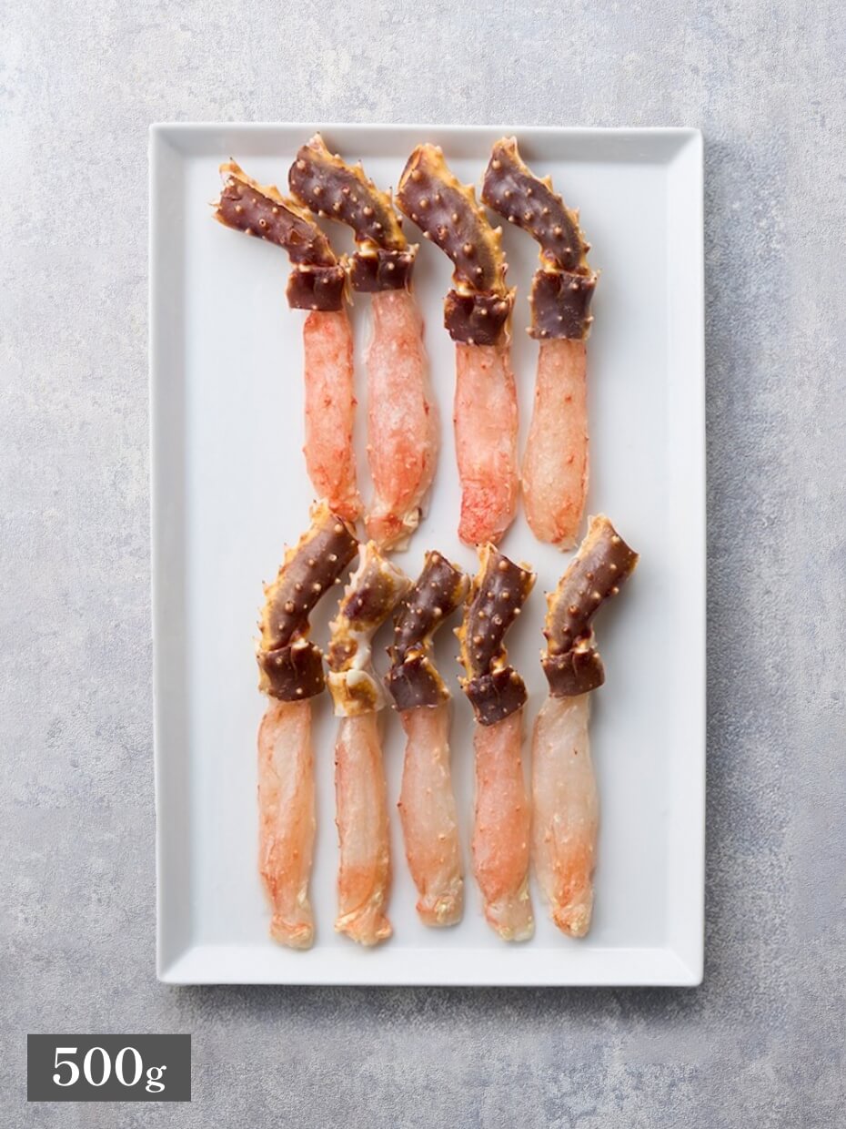 【5Lサイズ】北海道産 大型生たらば棒肉フルポーション 500g ※Kani-to特製かに酢付き・Kani-to特製焦がし蟹バター風味ソース付き