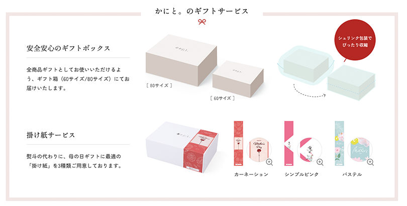 「かにと。」の母の日ギフト箱について