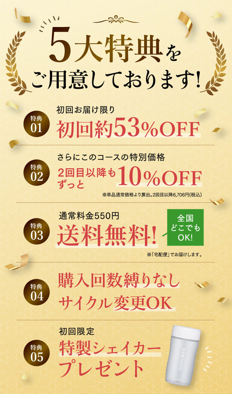 5大特典をご用意しております!
