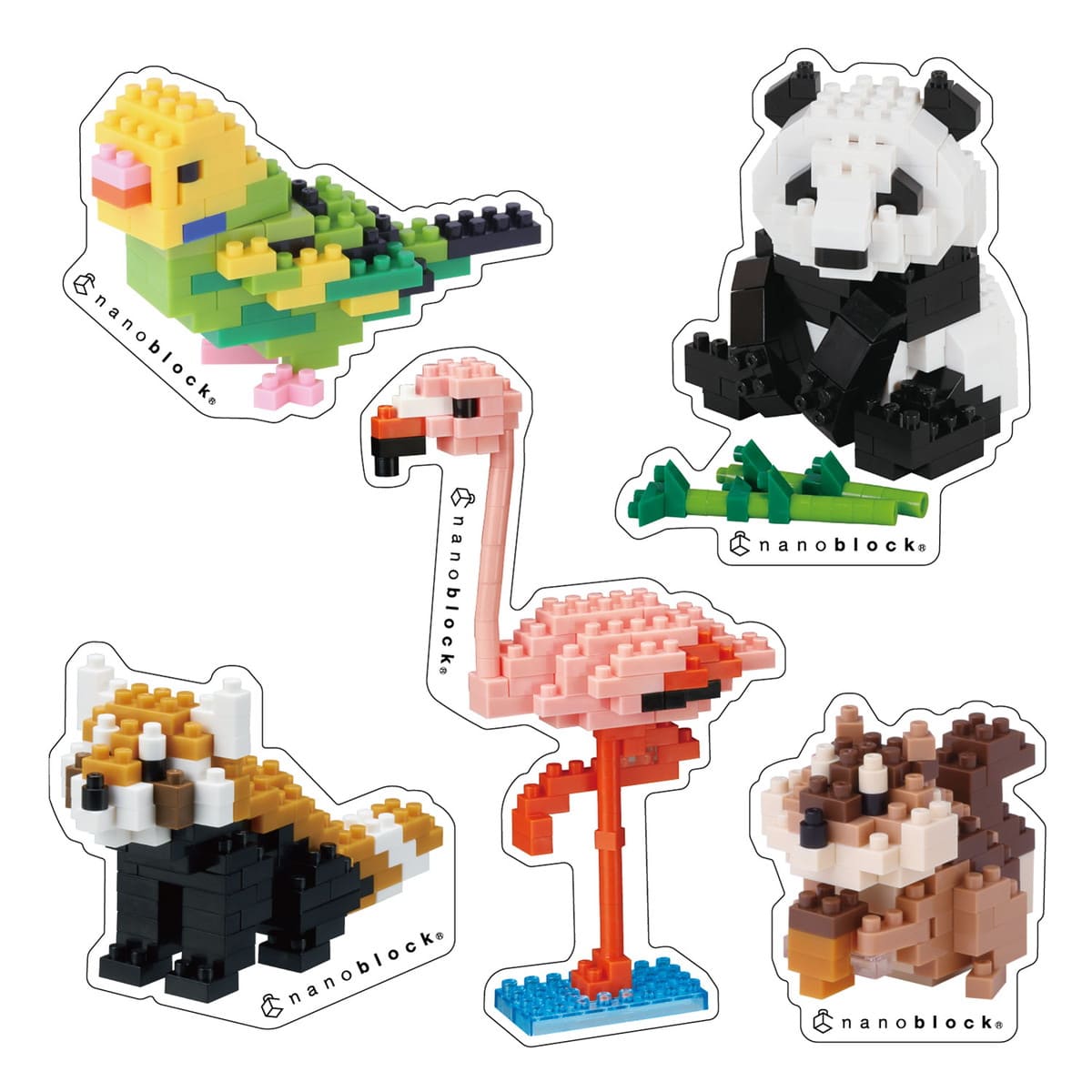 ナノブロック ステッカー 5種セット アニマル