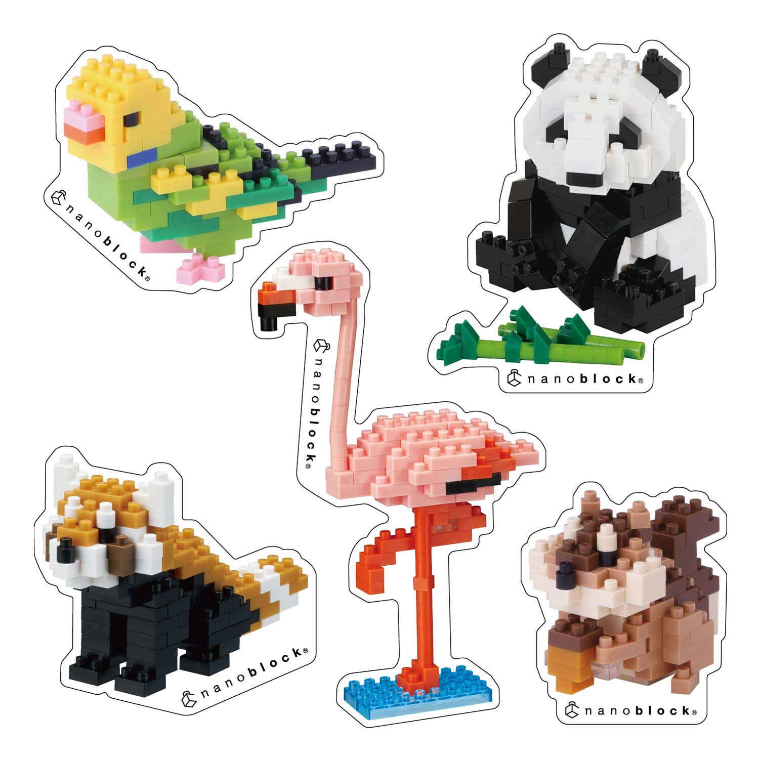 ナノブロック ステッカー 5種セット アニマル