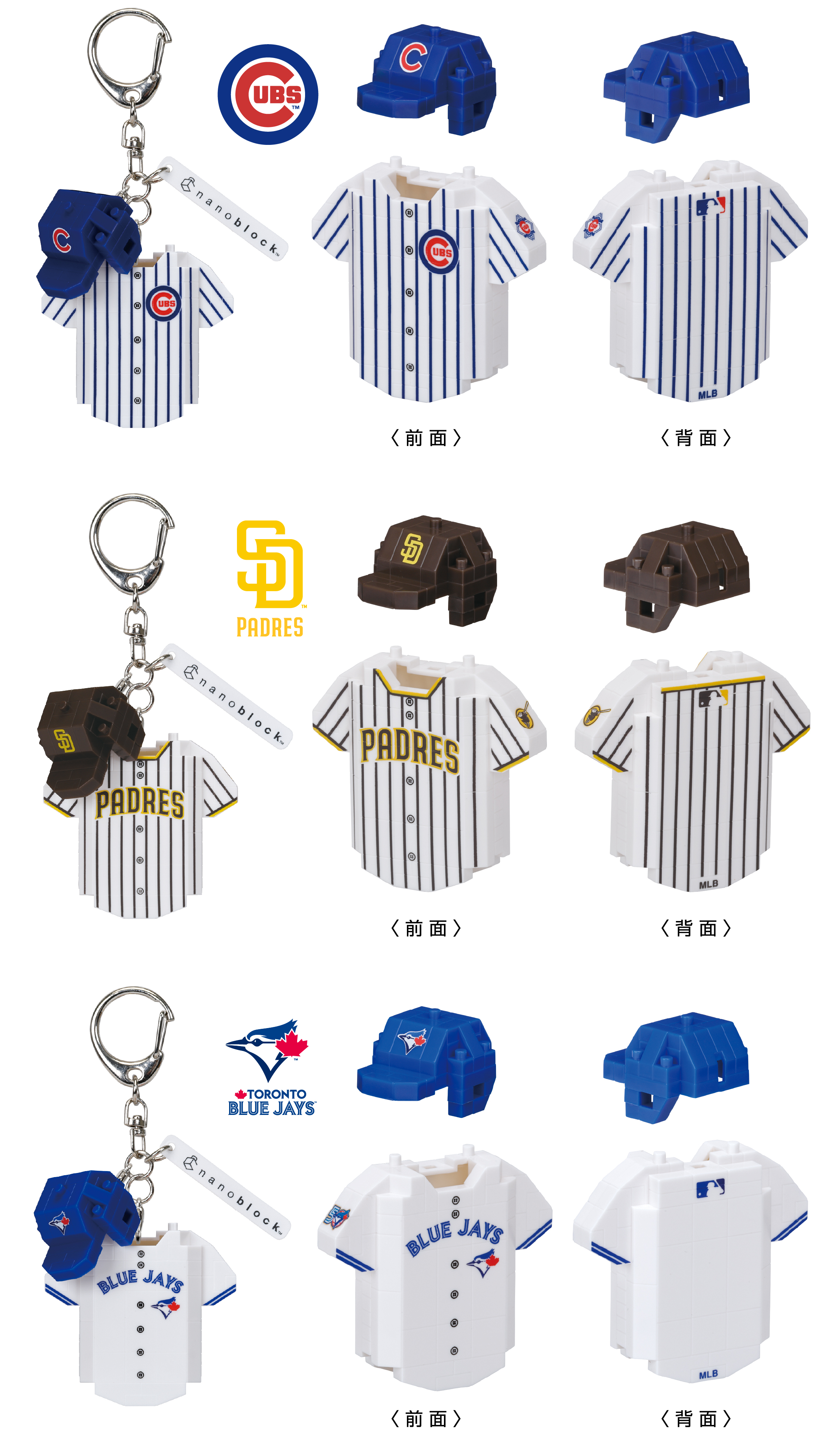 MLB nanoblock n-fig カブス／パドレス／ブルージェイズ