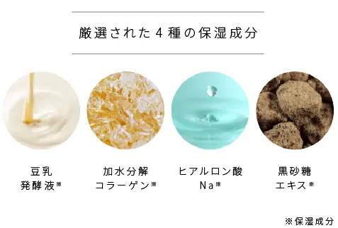 洗い上がり柔らか透輝肌を作る美容成分たっぷり。