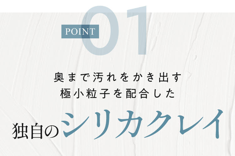 奥まで汚れをかき出す極小粒子を配合した独自のシリカクレイ