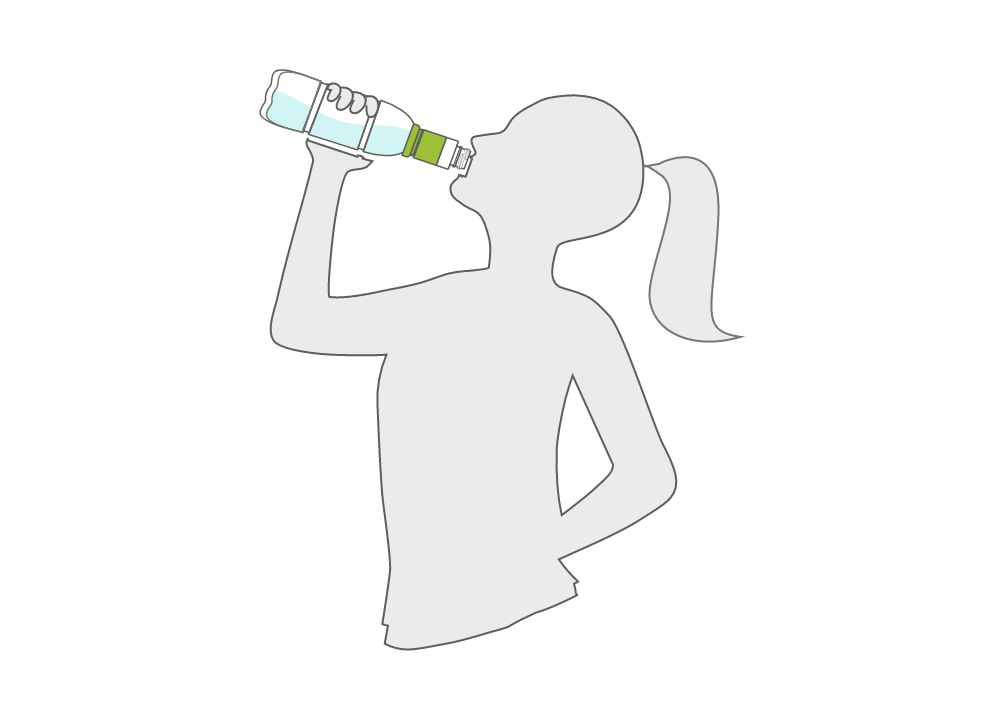 デリオスコネクト2を接続したペットボトルを飲む女性にイラスト