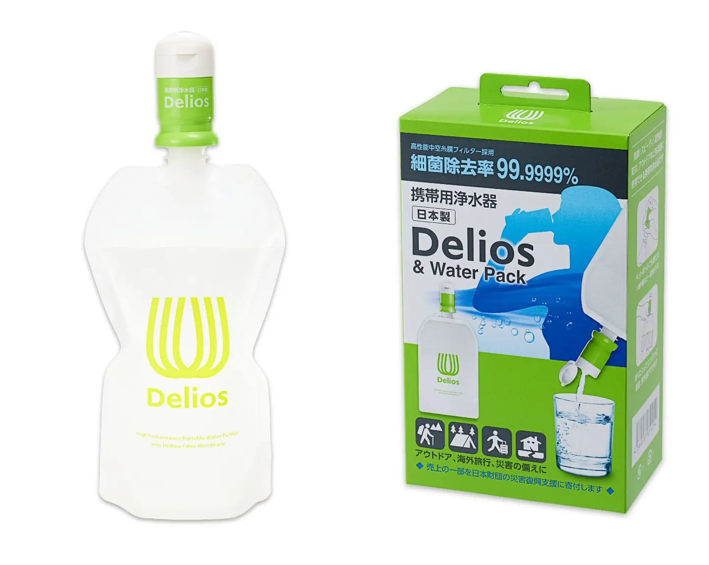 【製品写真】携帯浄水器 デリオス＆ウォーターパック1.2L