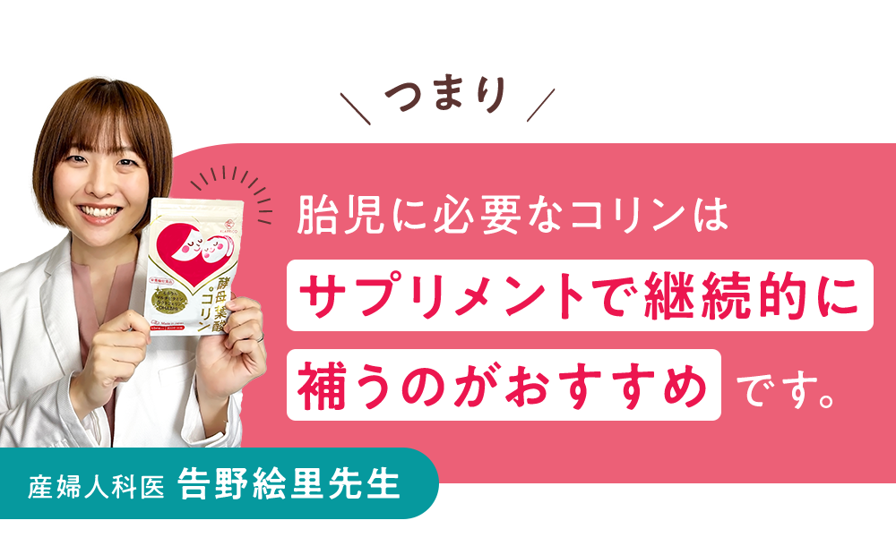 胎児に必要なコリンはサプリメントで継続的に補うのがおすすめです。