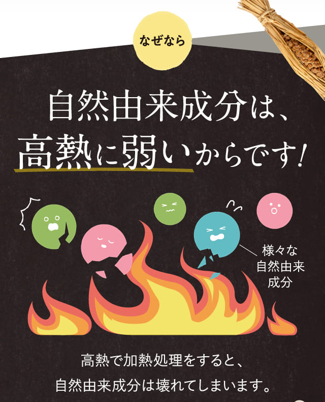 なぜなら自然由来成分は、高熱に弱いからです！