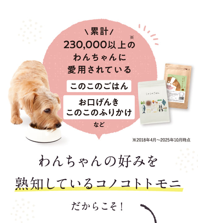 累計230,000以上のわんちゃんに愛用されている...