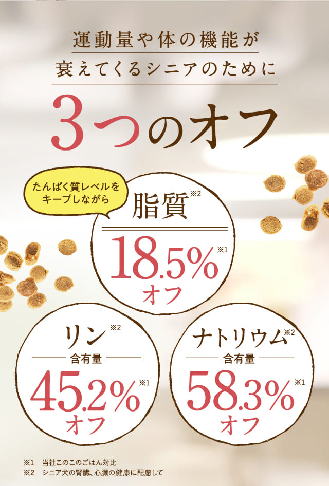 運動量や体の機能が衰えてくるシニアのために3つのオフ