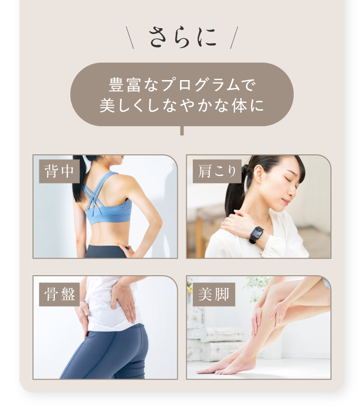 豊富なプログラムで美しくしなやかな体に