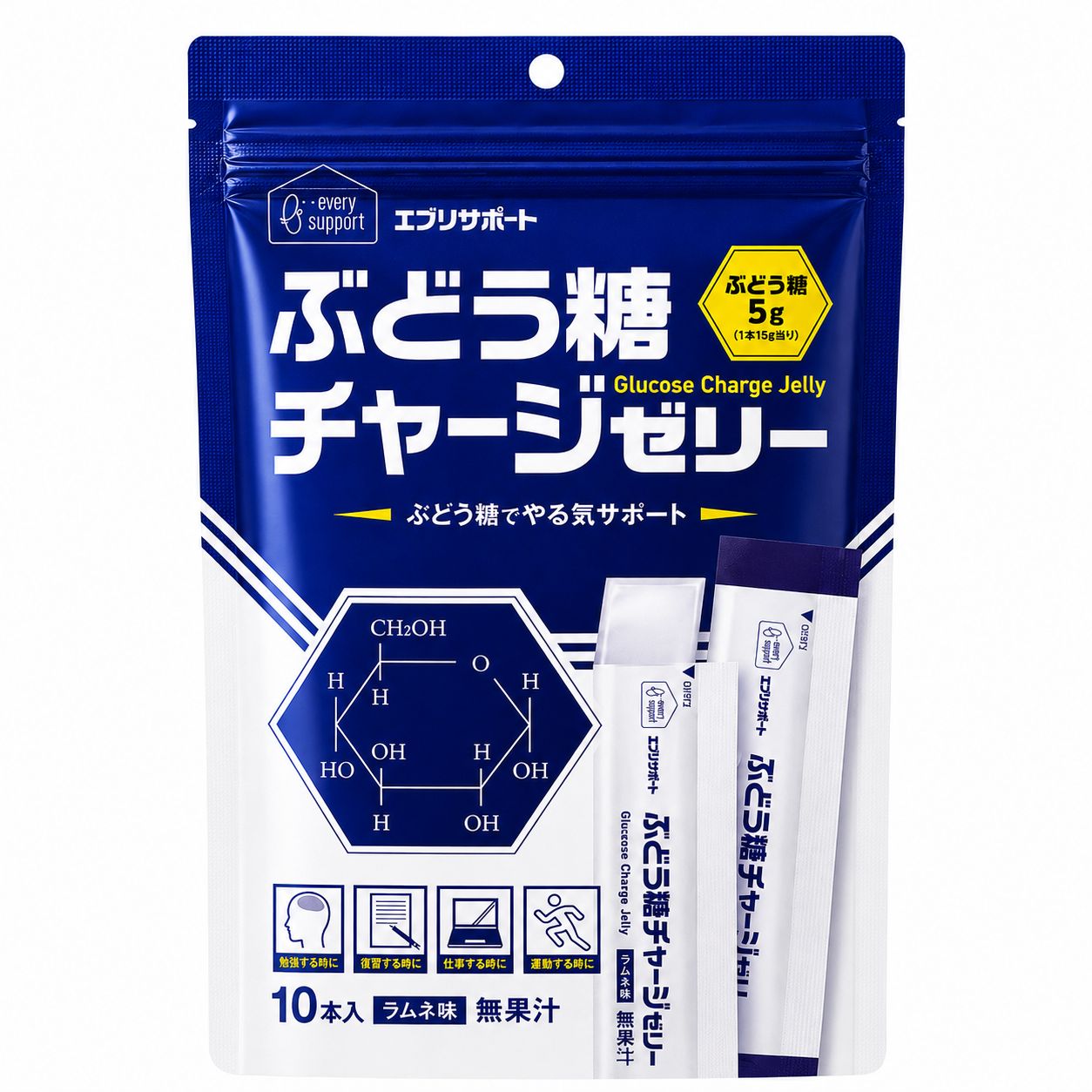 【定期便】エブリサポート ぶどう糖チャージゼリー 10本入り×1袋