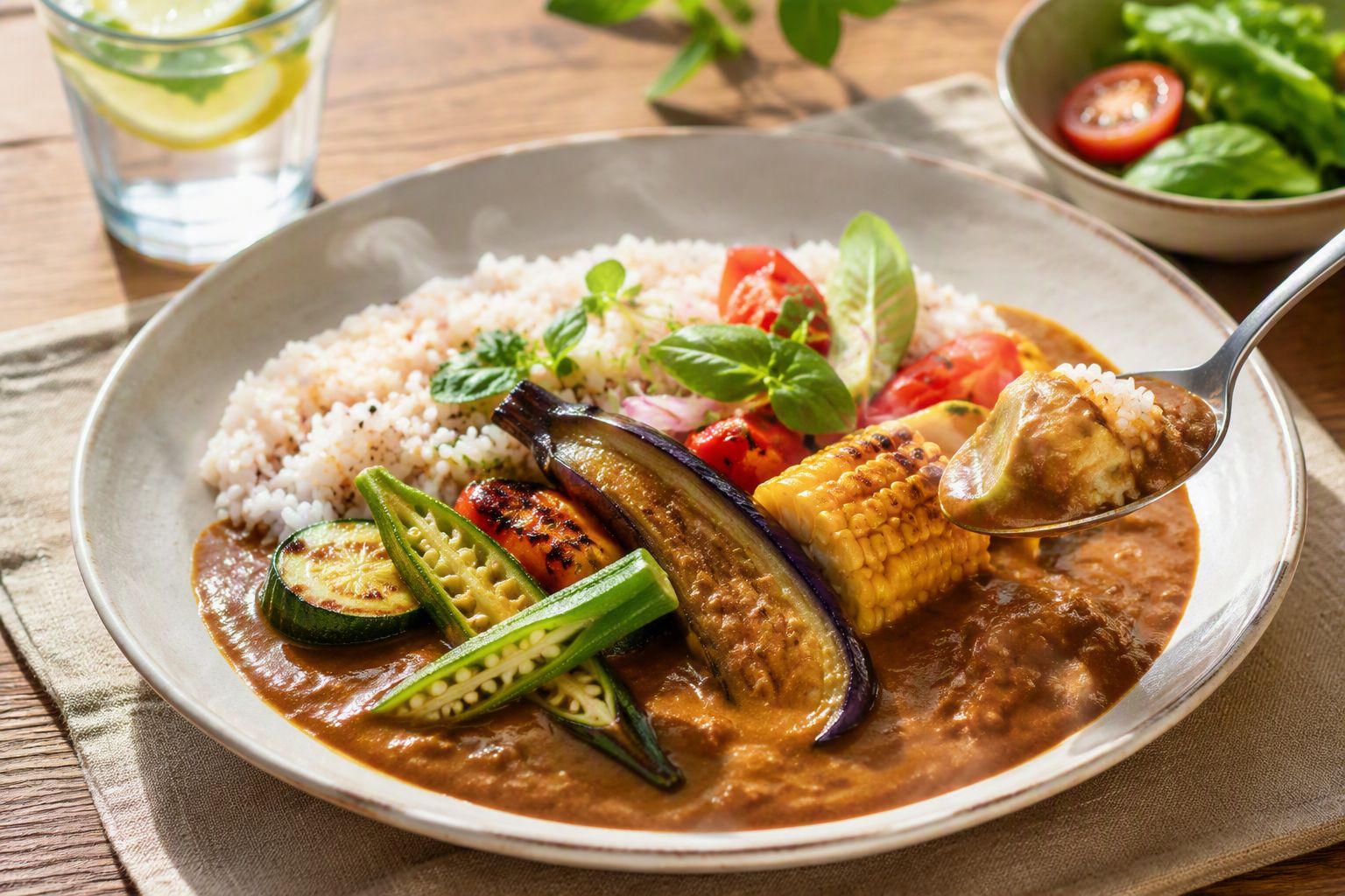 夏野菜とスパイスを使ったやくぜんカレー