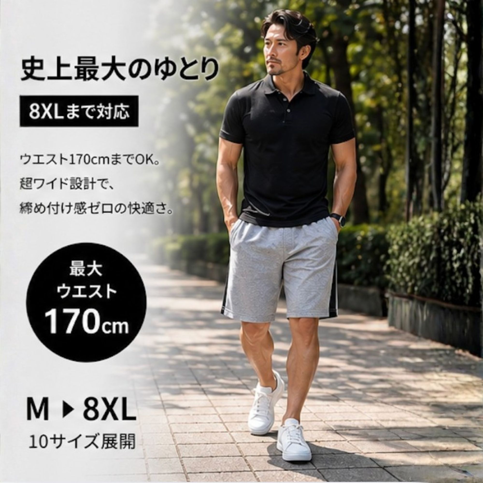 太ライン ハーフパンツ Z06 Color: ブラック, Size: M