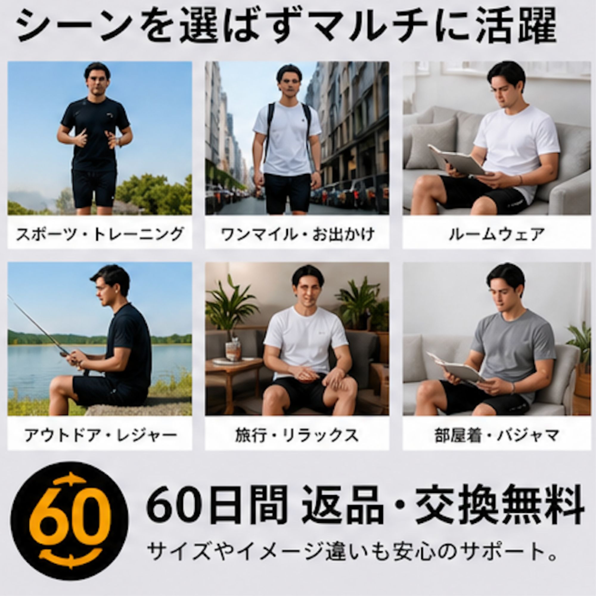 ハーフパンツ B07 Color: ブラック, Size: M