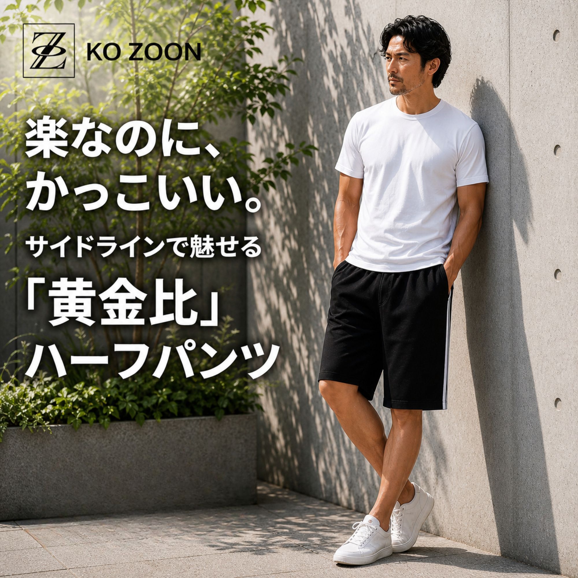 ラインハーフパンツ Z02 Color: ブラック, Size: M