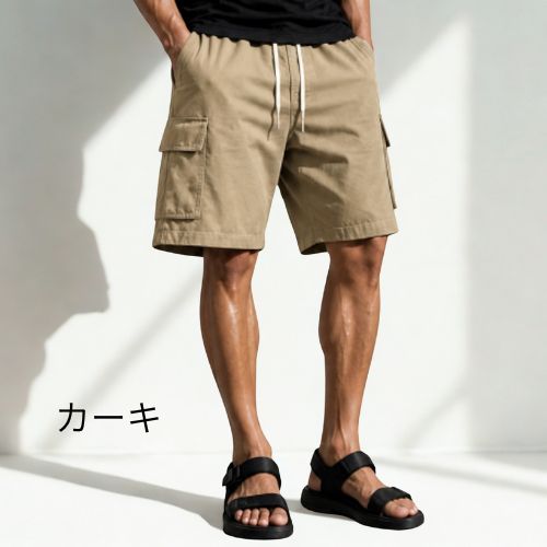 カーゴ ハーフパンツ K07 Color: ブラック, Size: M