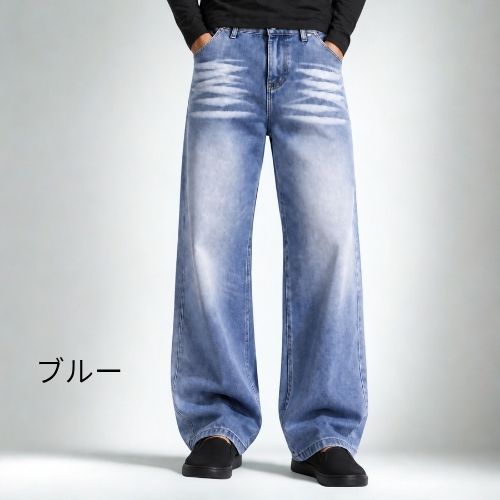 ワイド ジーンズ K53 Color: ブラック, Size: M