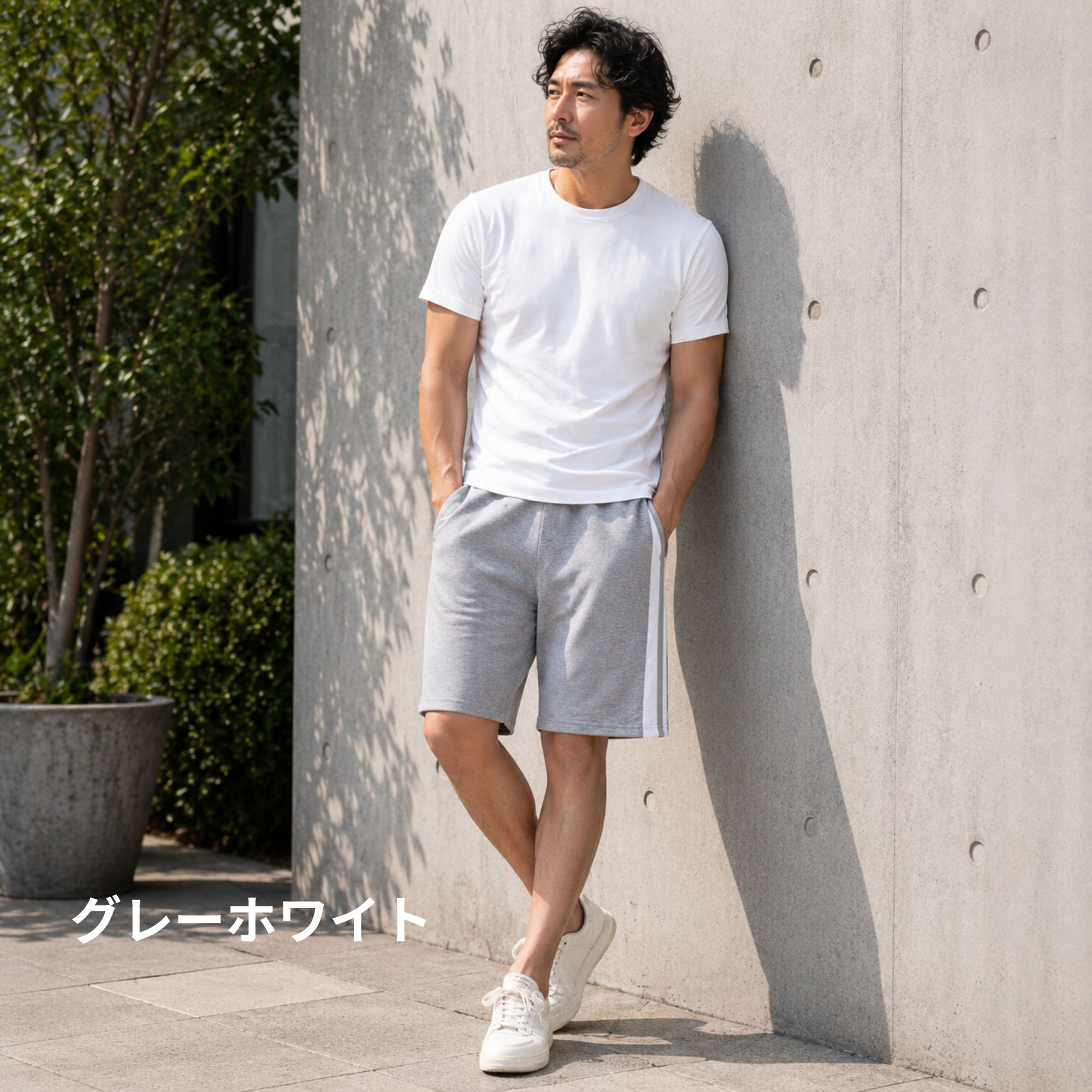 ラインハーフパンツ Z02 Color: ブラック, Size: M