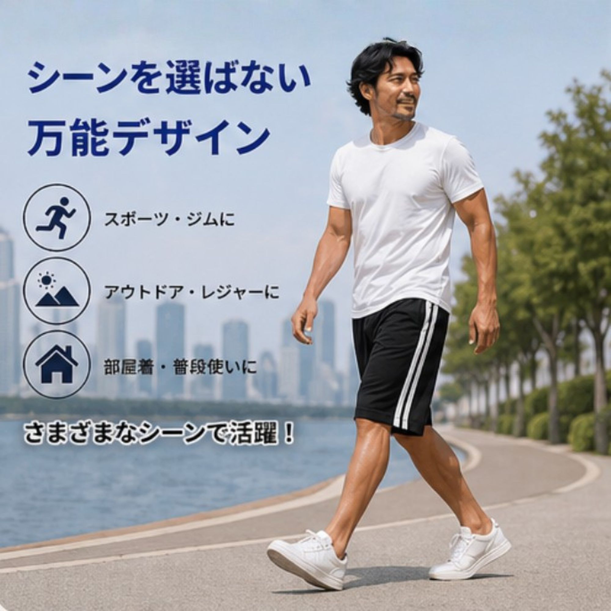 ラインハーフパンツ Z02 Color: ブラック, Size: M