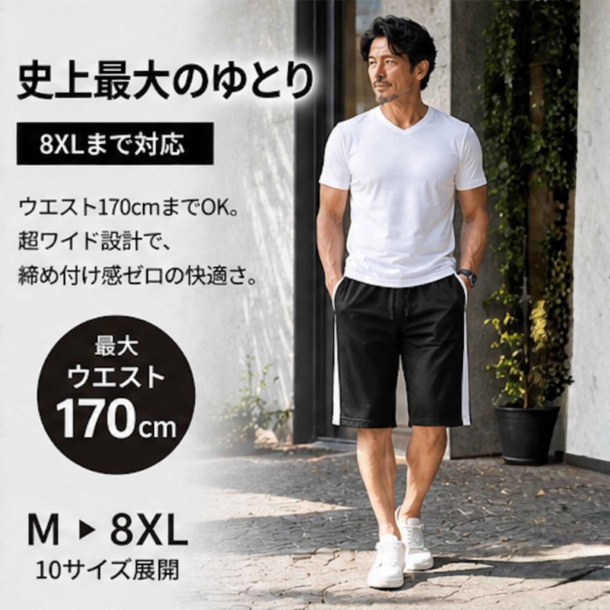 太ライン ハーフパンツ Z06 Color: ブラック, Size: M