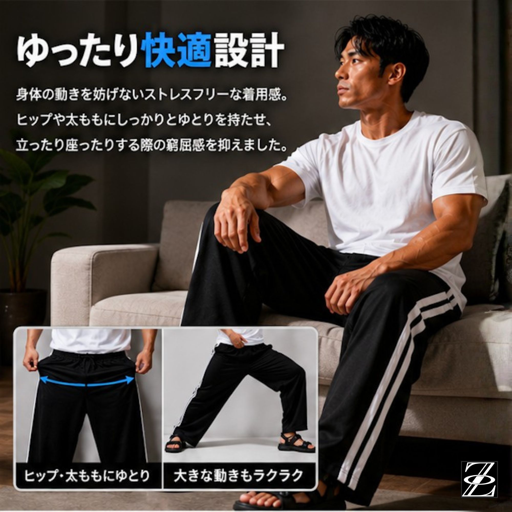 ラインジャージパンツ Z01 Color: ブラック, Size: M