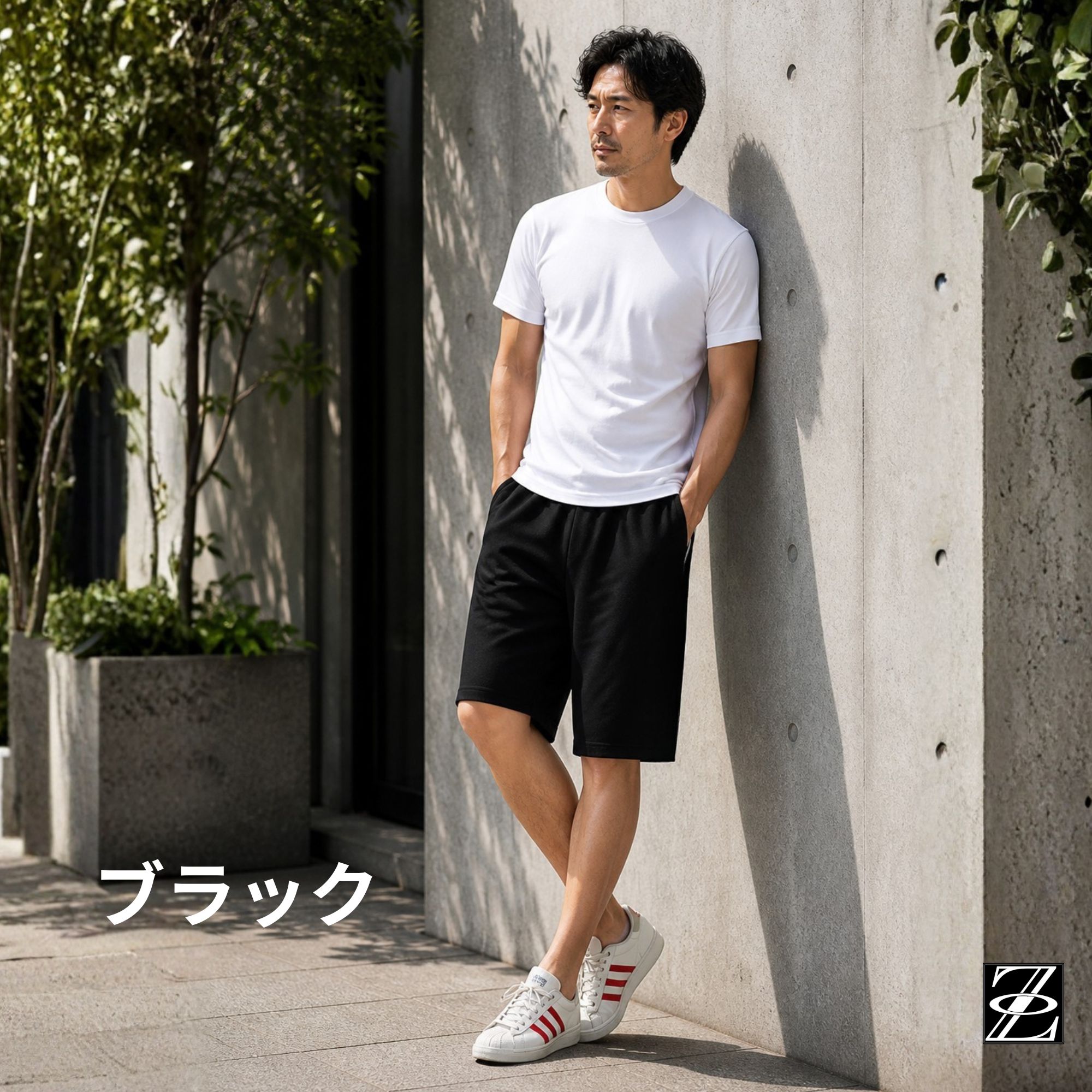 ハーフパンツ B07 Color: ブラック, Size: M