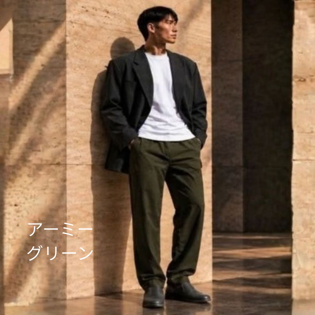 イージーパンツ 綿100 B03 Color: カーキ, Size: M